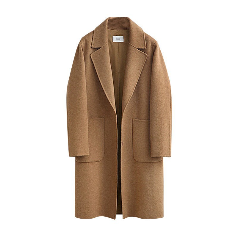 [European size] fall/winter women's double-sided tweed coat Europe and the United States new long loose woolen coat women's woolen coat
