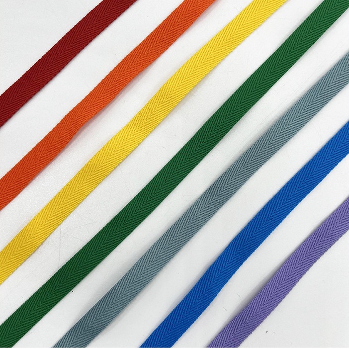 1cm de poliéster colorido herringbone cuello trasero cinturón de borde zapatos tacones cinturón de tela ropa infantil camiseta cuello de banda lateral
