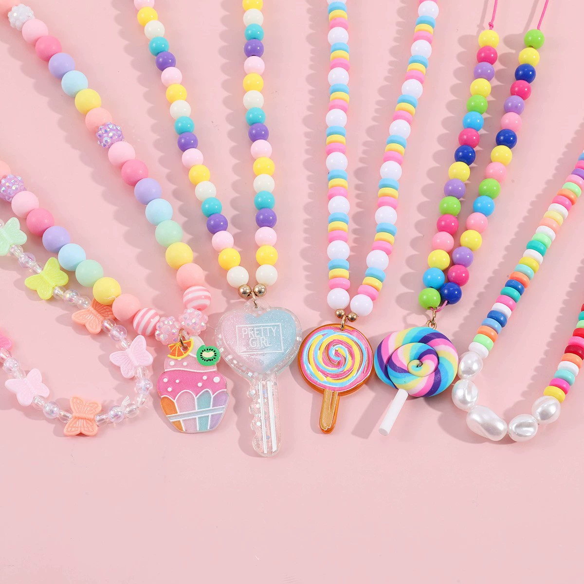 Children's acrylic accessory, pendant, necklace, chain, set