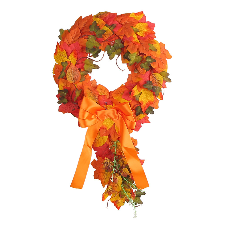 Hong Kong amor transfronterizo estilo de otoño anillo de ratán pared decoración del hogar Festival de la cosecha colgando de la puerta de la guirnalda de hoja de arce