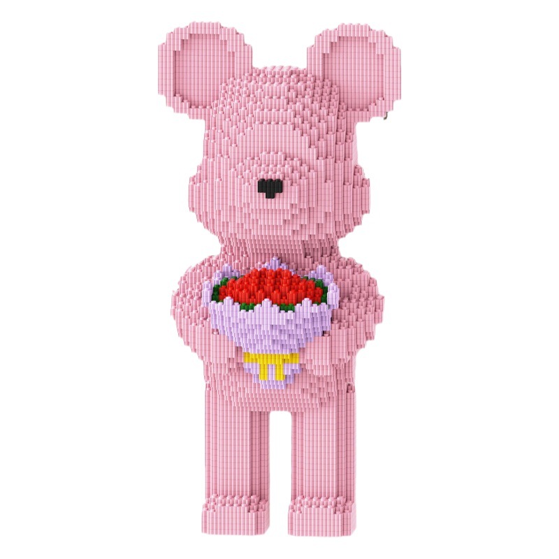 Moda lesen bloques de construcción de partículas pequeñas ensambladas rompecabezas de oso violento adulto de alta dificultad tridimensional rompecabezas niña juguete