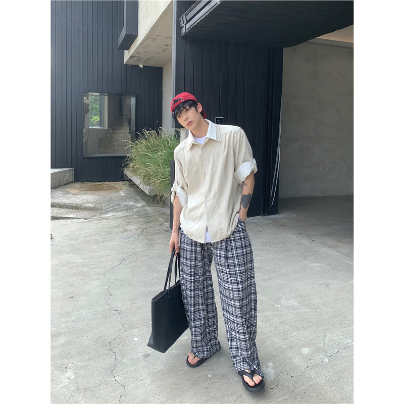韩系简约假两件拼接双层领长袖衬衫男街头休闲垂感衬衣老钱风上装|undefined