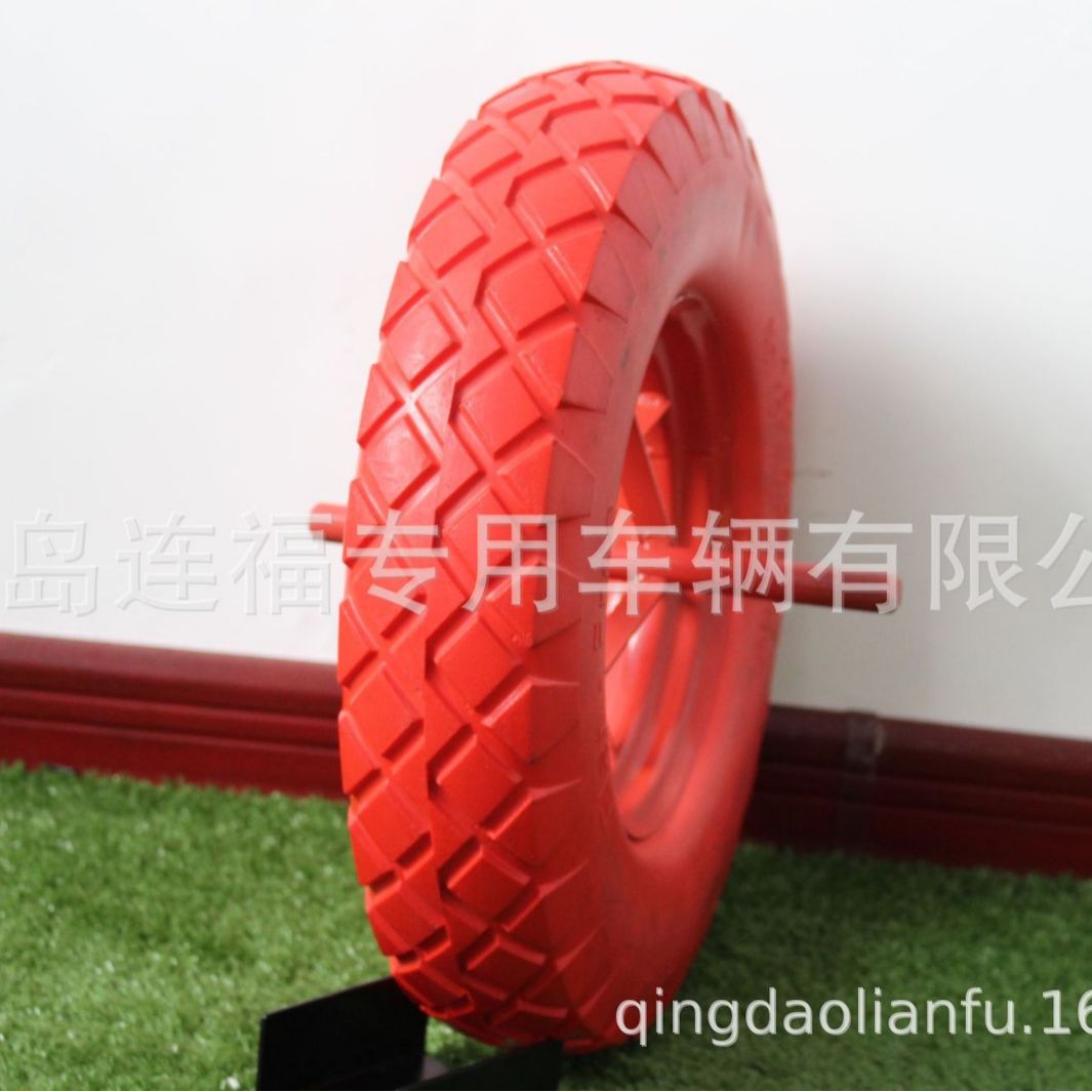 供应外贸4.00-8PU大红胶圈 实心轮胎 聚氨酯轮胎  欢迎洽谈