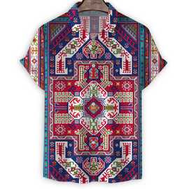 2023新款新疆波西米亚民族风花衬衫跨境大码衬衫