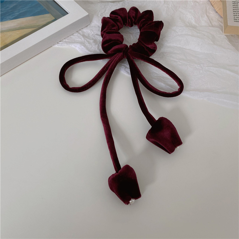 Fascia per capelli in velluto dorato scamosciato retrò francese, fascia per capelli con fiocco, temperamento di nicchia, fascia per capelli a tulipano, elastica alta, accessori per capelli_voghion.com