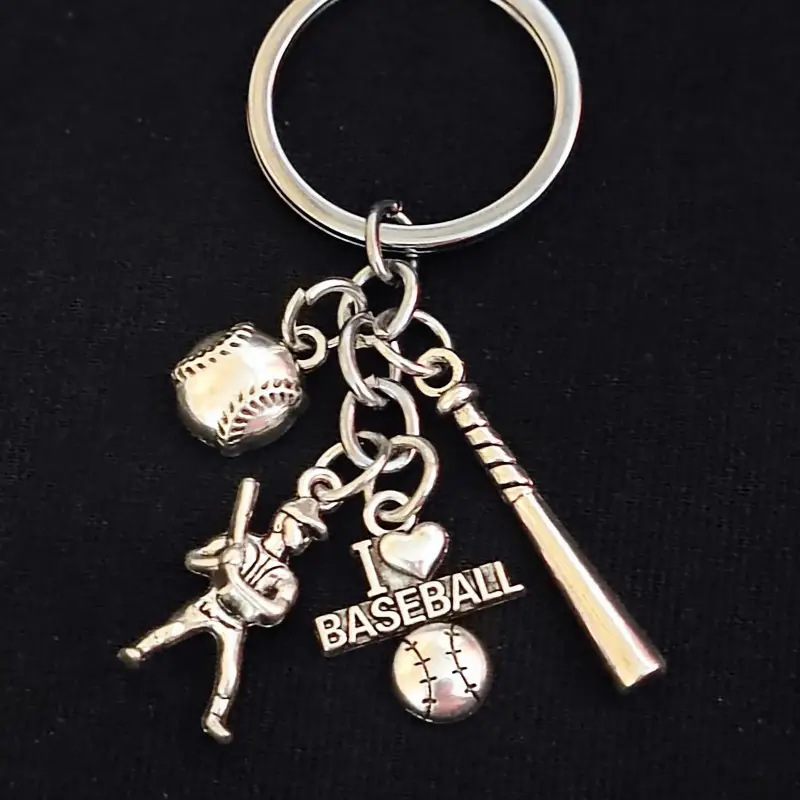 Mini keychain engraved with the words "I love baseball" Compact fashion design for men Baseball love