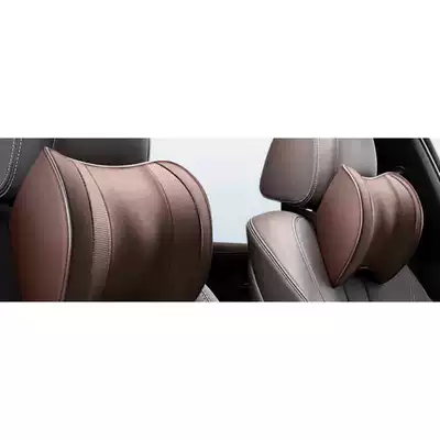 Waist support – car pillow, in-car neck pillow - brown-leather-memory-foam-headrests-1-pair-universal