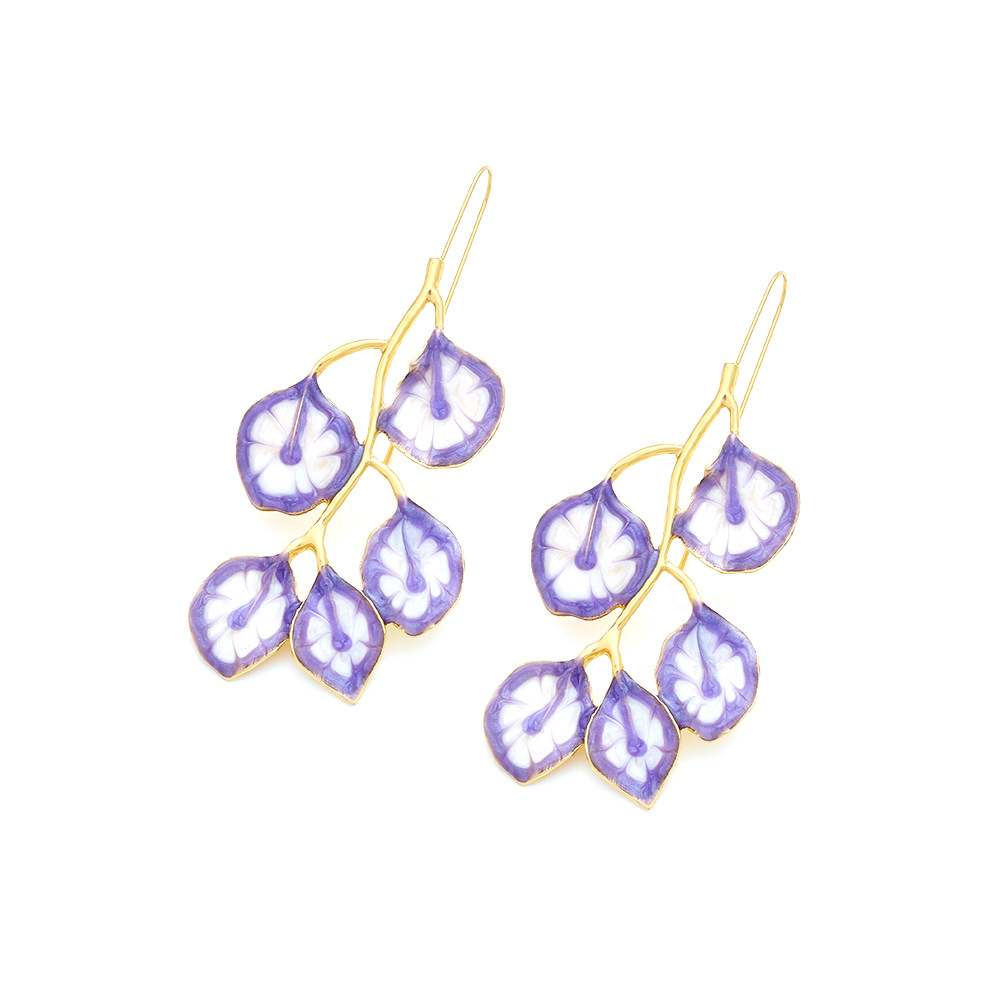 Sweet Leaf Zinc Alloy Enamel Women's Drop Earrings display picture 3