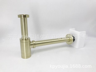 Kaiping Youjia Bathroom Copper Basin Wire Brushed Gold T-shaped Horizontal Drainage Basin Sewer Drainage Pipe Drainage Water 9163