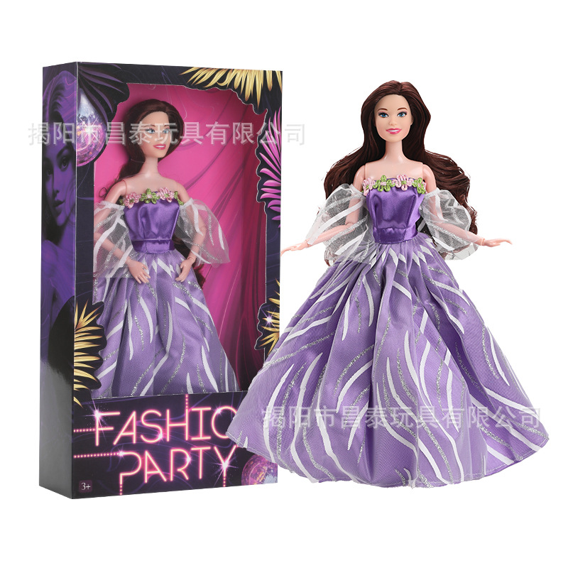 Cross-Border 30cm Color Boxed Wedding Dress Barbie Doll Princess Dress Long Skirt Girl Play House Doll Fashion Toy