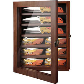 跨境木质刀具收纳架壁挂口袋刀收藏架木质匕首刀收纳盒刀具展示架