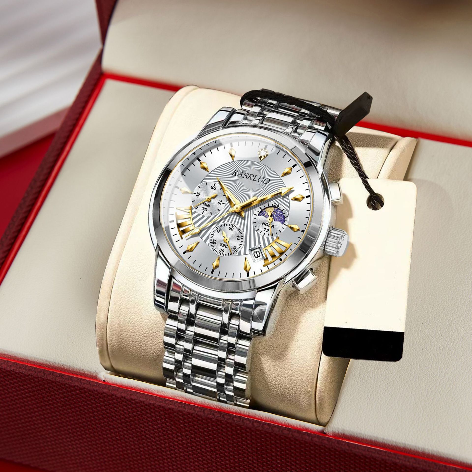 은색 벨트 흰색 표면