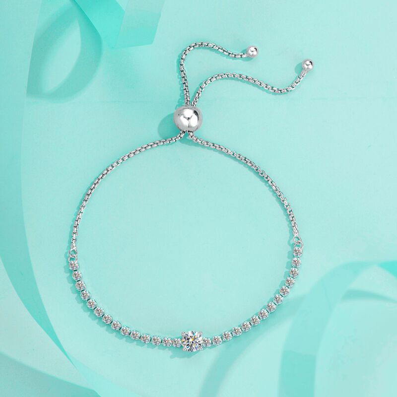 Moissanite Tennis Style Pull-Out Bracelet Sterling Silver Small Simple Fashion Niche Design Korean Version with Diamonds Fresh and Sweet