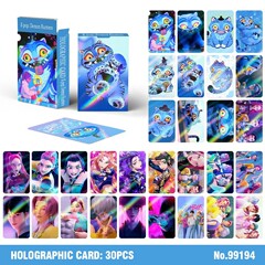 现货30张镭射卡KPOP猎魔女团闪卡蓝猫卡通动漫周边LOMO小卡