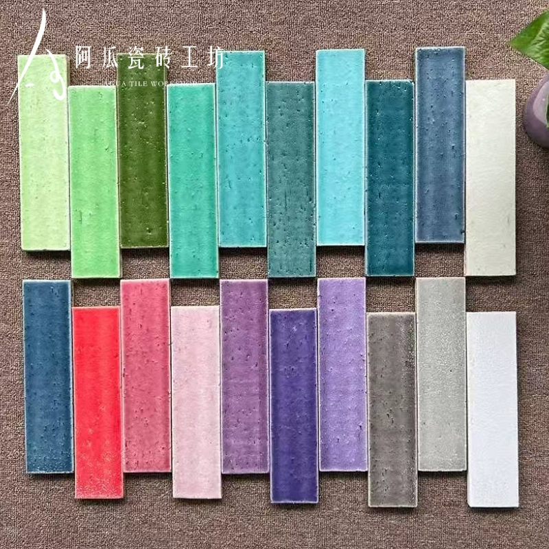 Модная ретро-цветная плитка с разноцветной глазурованной отделкой, фоновая настенная роспись, кирпичная стена, трехмерная длинная ручная плитка для гостевых домов