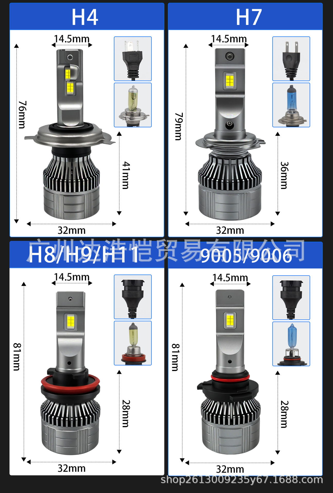 Cross-border high-brightness F8 front headlight, high-power truck H1 H4 H7 integrated high and low beam decoding car headlight