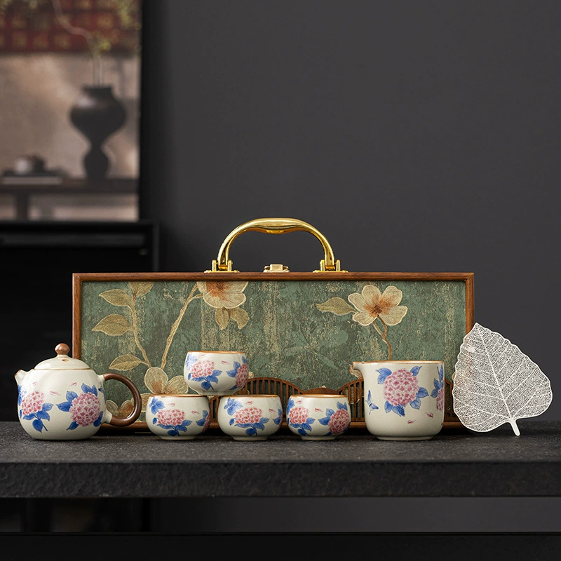 Tea set, gift box, retro teapot, ceramic tea cup, Chinese style