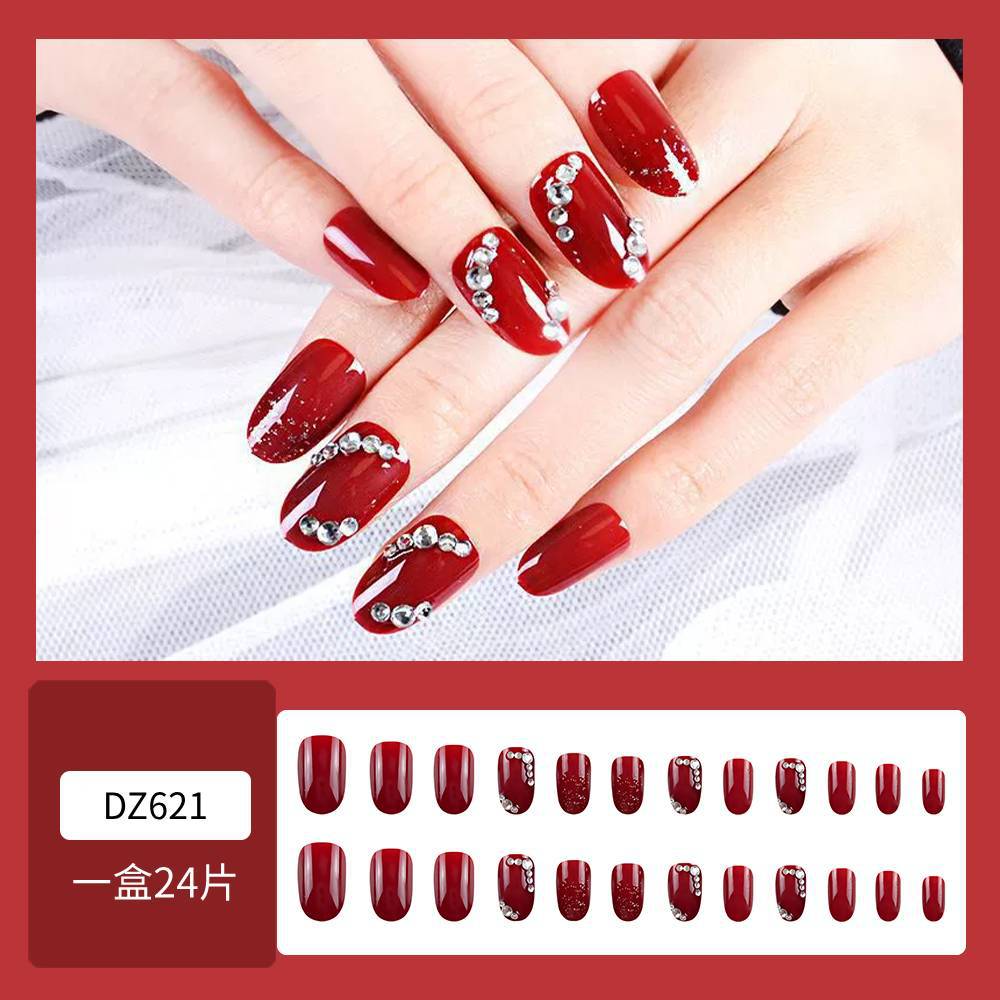 Nuevo parche de uñas falso parche de uñas desmontable mariposa perla diamante incrustado largo desgaste parche de uñas al por mayor ins