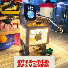 苹果手机店小颗粒积木apple watch手表充电支架公仔装饰摆件灯光