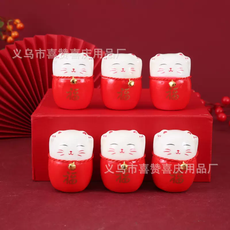 招财猫批发 招财进宝 财神爷福桶摆件新年节日DIY泡沫材料包