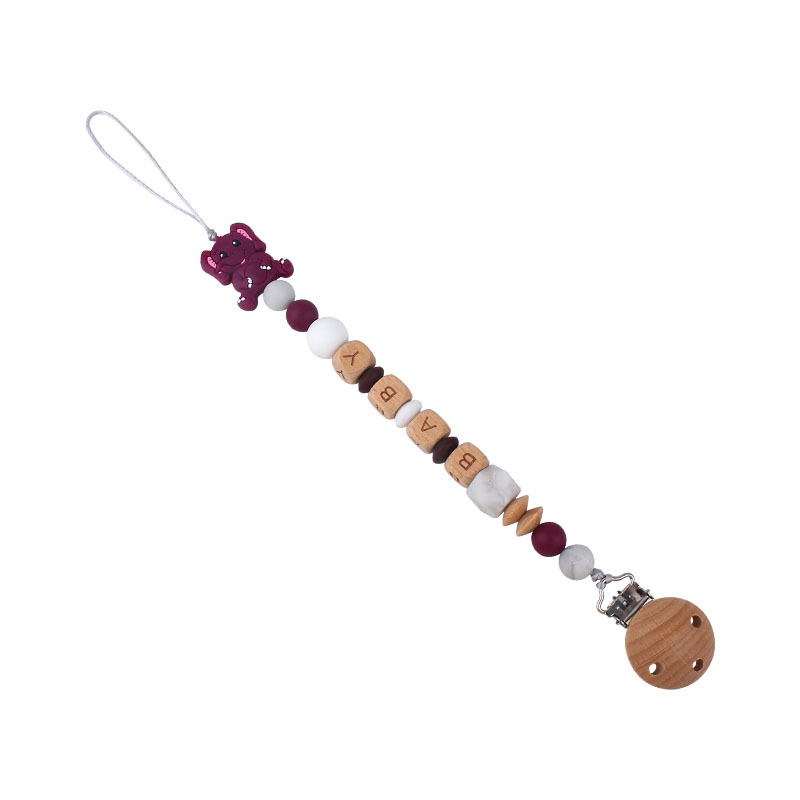 Bebé de dibujos animados elefante de silicona teether stick teether nuevo nombre del bebé pezón cadena anti-caída