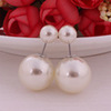 Classic double-sided earrings from pearl, European style, wholesale