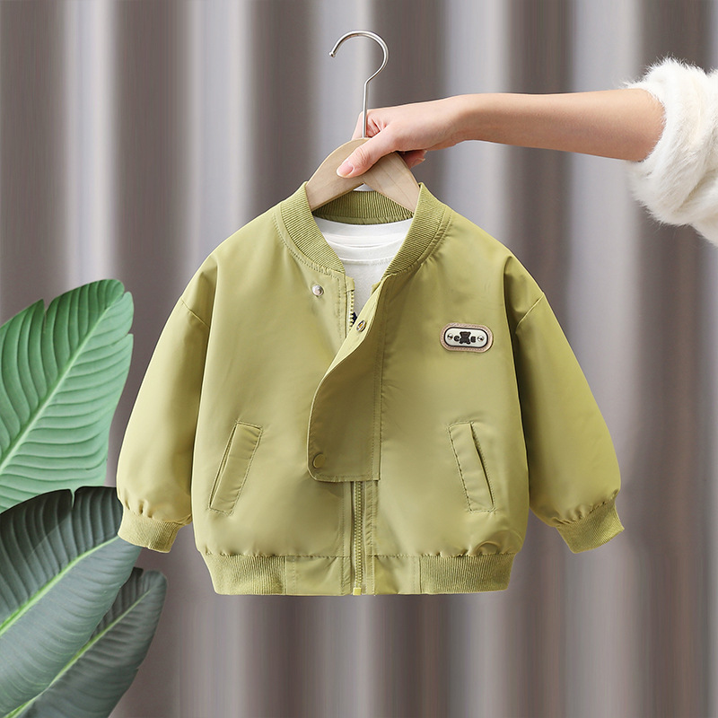 7663 chaqueta de primavera para niños 2025 nueva ropa para niños chaqueta coreana rufián abrigo de primavera y otoño con cuello alto uniforme de béisbol