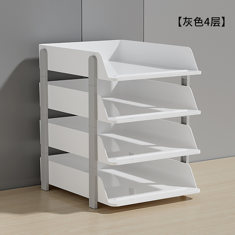 간단한 파일 랙 4 층 달빛 회색