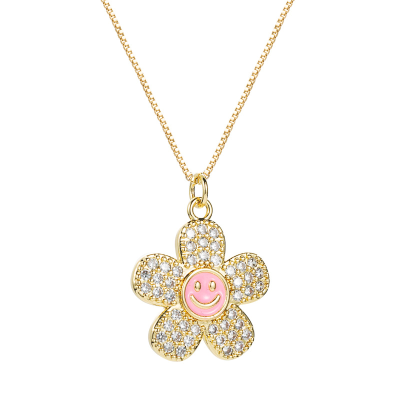 New Cute Smiling Face Flower Necklace Niche Design Temperament Wild Clavicle Chain display picture 9