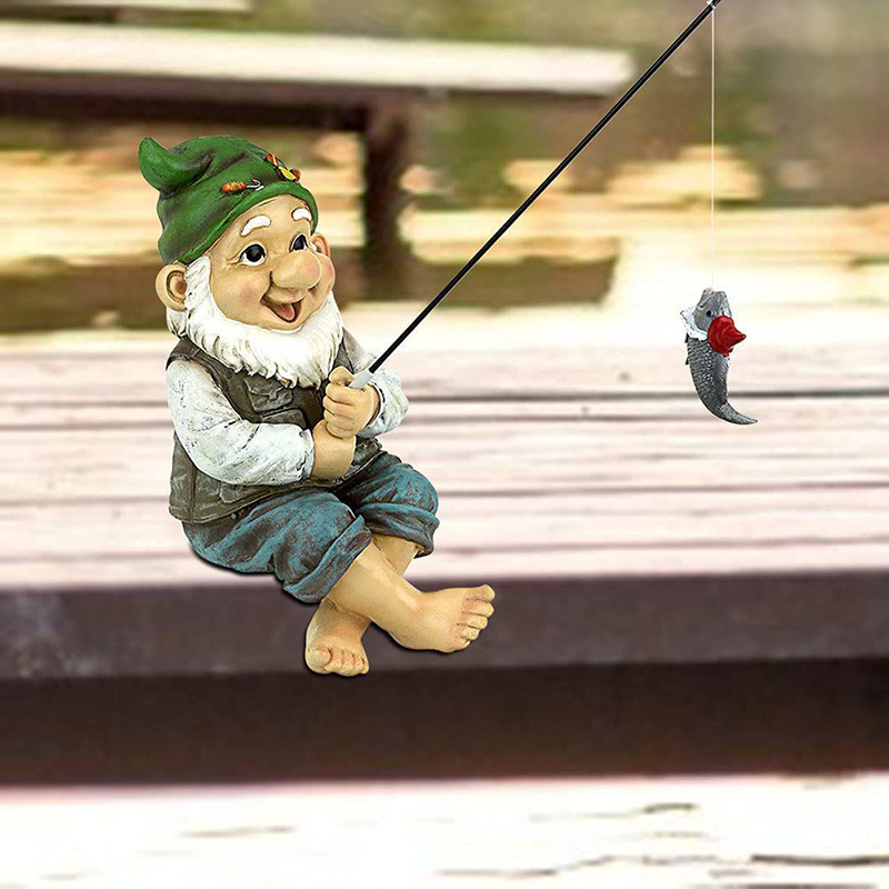 Cross-border fishing elderly white beard dwarf indoor desktop elf fishing cartoon decoration garden decoration Cross-border fishing elderly white beard dwarf indoor desktop elf fishing cartoon decoration garden decoration