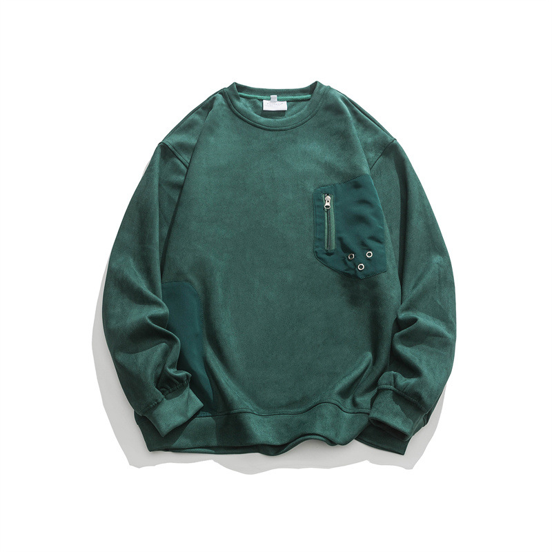 衣道古着2023春新款美式潮牌麂皮绒卫衣男女宽松cityboy圆领上衣