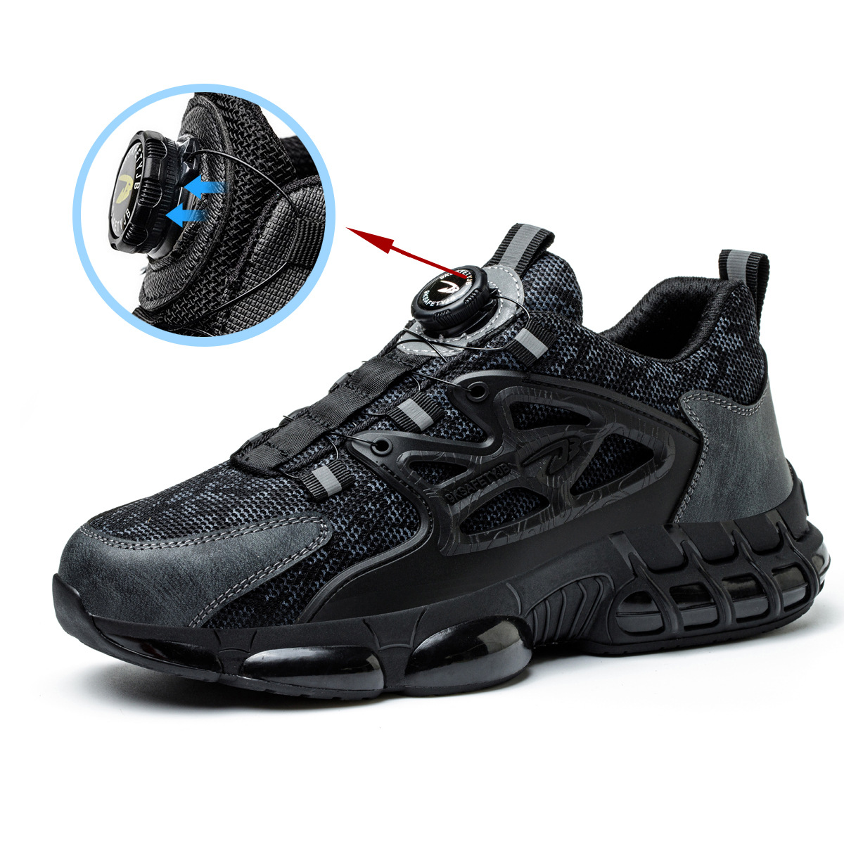 Zapatos de Trabajo de Seguridad Anti-impacto con Botón de Malla de Tejido Volador, Antipunciones, para Construcción image 5