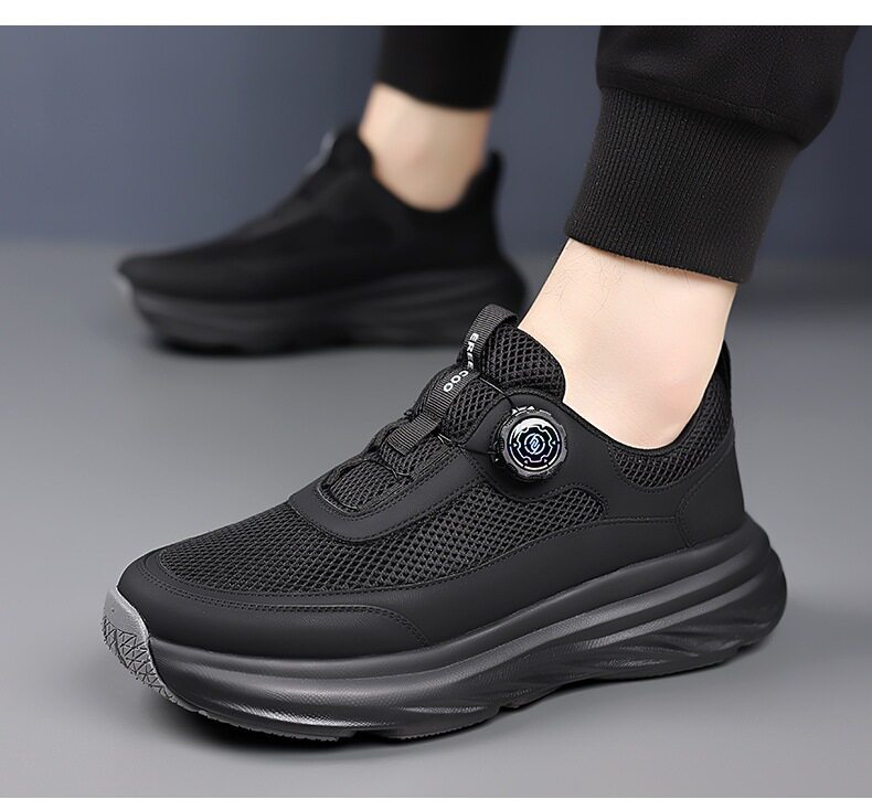 Giày thể thao nam sneaker đế dày thoáng khí mặt lưới mũi tròn — Màu trắng, màu đen chi tiết 22