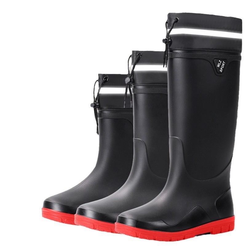 Reflector nocturno de la escuela secundaria baja botas de lluvia para hombres viajes seguros de pesca sitio de construcción de montaña anti-deslizante zapatos de agua zapatos de goma