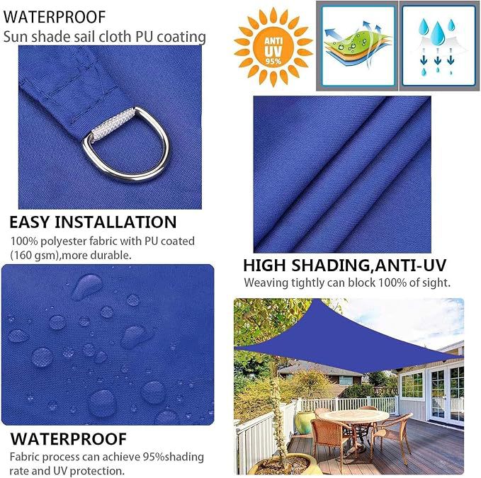 Sunshade sails in stock, popular cross-border Amazon product, garden and pool sunshade, sun protection, direct supplier manufacturer, canopy