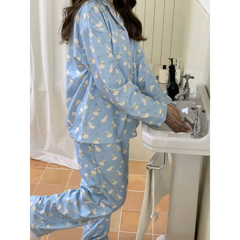 Brand winter cartoon double-sided velvet glutinous rice, pijama, set, increased thickness