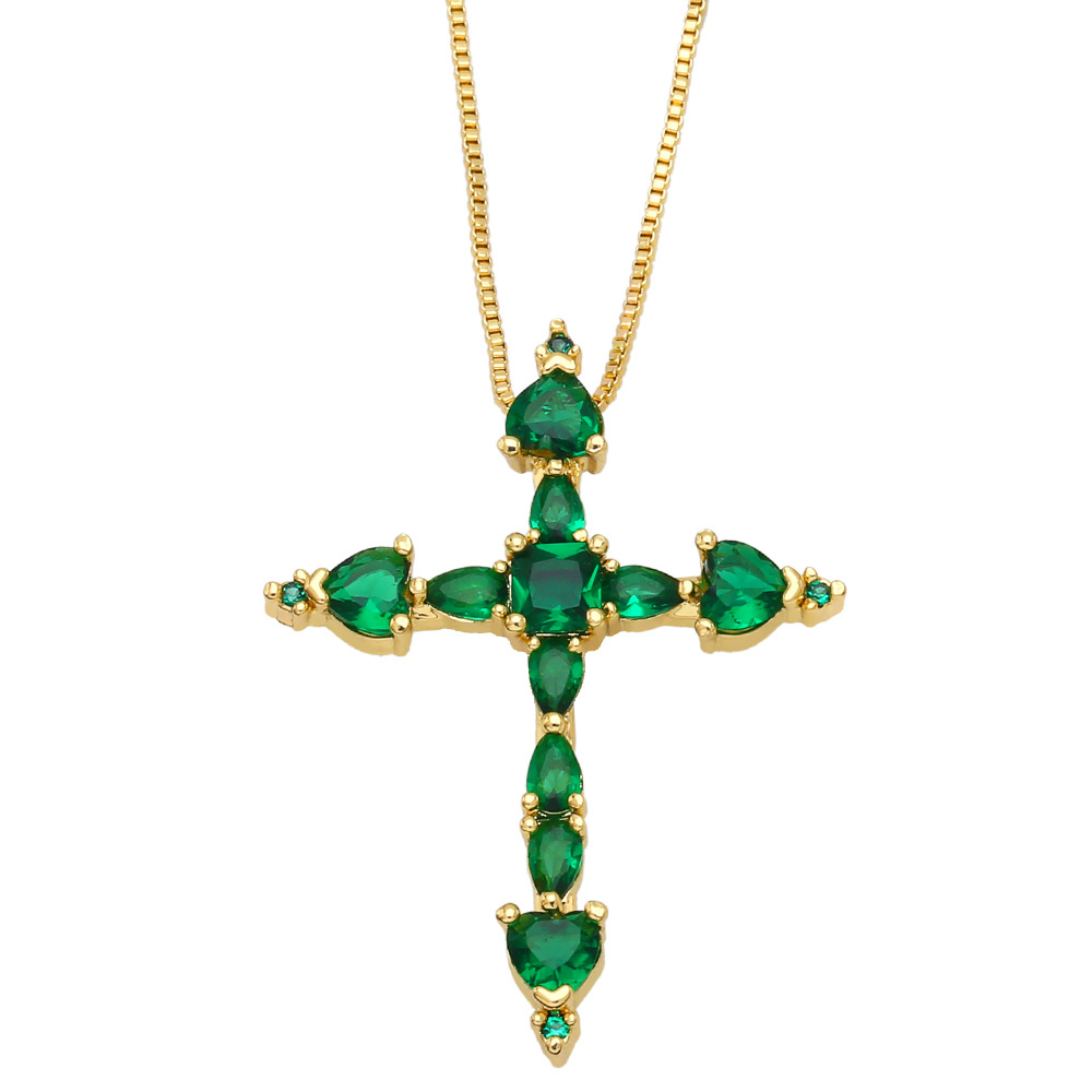 Fashion Copper Cross Necklace Zircon Copper Necklaces