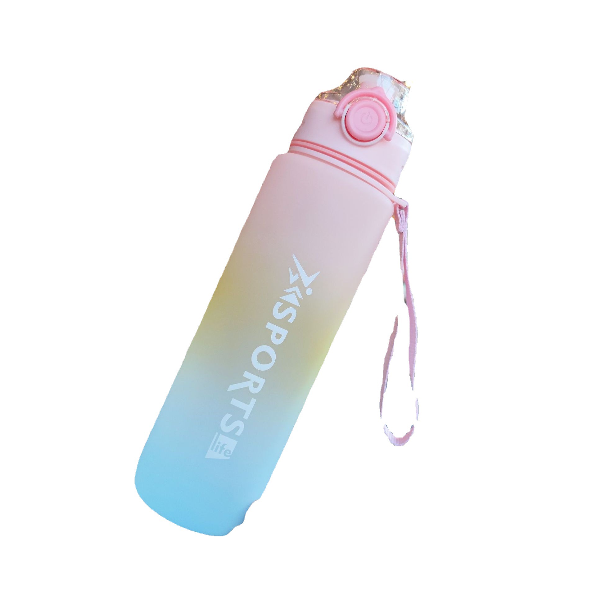 Outdoor Fitness Sports Water Bottle Gradient Water Bottle Frosted Drinking Cup Portable Strap Bounce Cover Car Mug