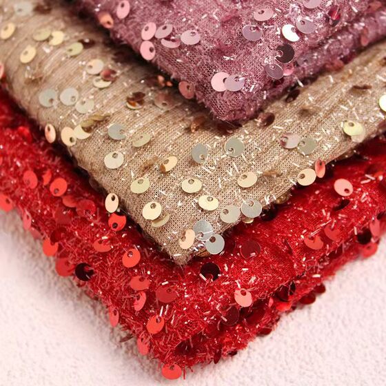 Factory new hot sale 5cm full mesh fabric in stock multi-color dress stage clothing sequined embroidery fabric