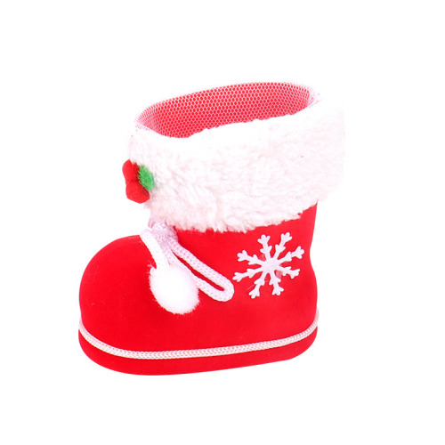 Factory direct sales creative Christmas flocking boots pen holder candy bag small gift boots Christmas decorations wholesale