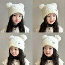 2025新款秋冬款女童帽子可爱女宝宝毛线帽儿童套头帽针织护耳帽