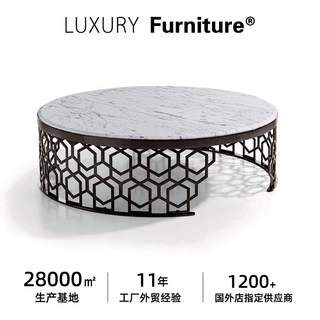 longhi撒哈拉黑大理石茶几 激光切割穿孔不锈钢金属底座大师设计
