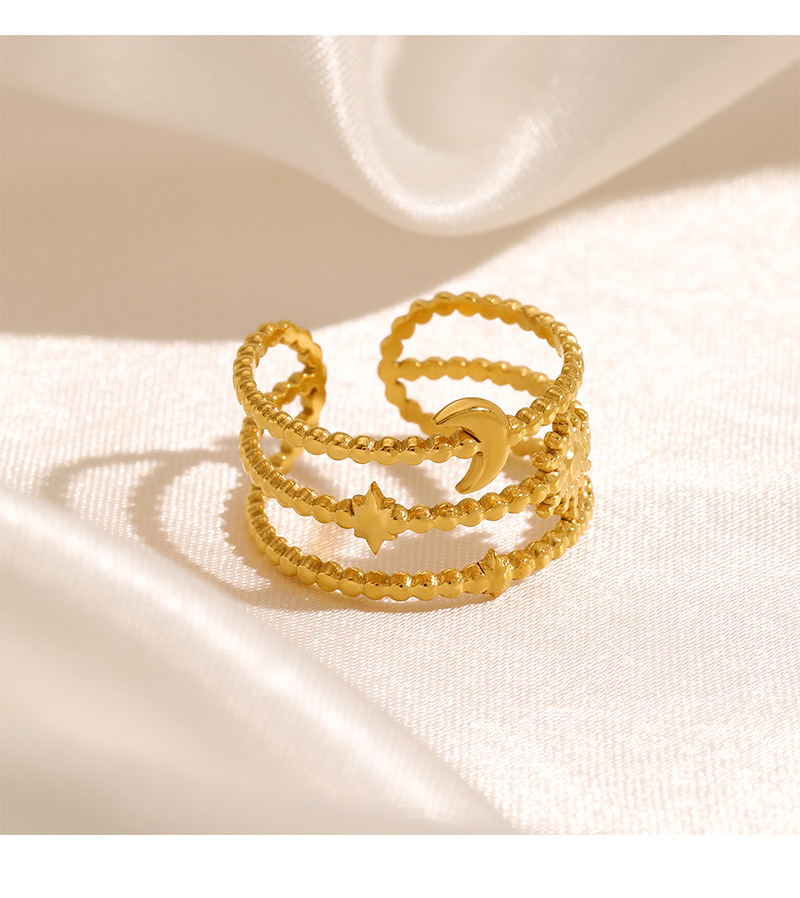 11g Weight PVD Coated Gold Plating Process 18K Gold Plated Plating Material PVD Coated 18K Gold Plated Star 304 Stainless Steel Simple Style Waterproof Non Tarnish Rings