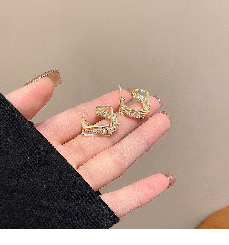 Luxurious Geometric Copper Plating Zircon Earrings 1 Pair