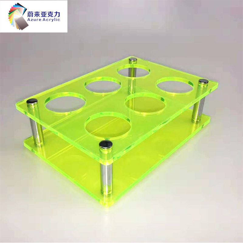 荧光绿亚克力板加工亚克力杯架底座挂饰亚克力荧光绿色亚克力板材