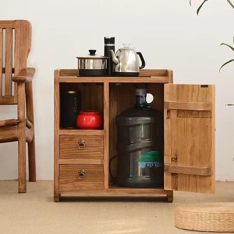 Old Elm Sideboard Solid Wood Wall Cupboard Sundry Storage Cabinet Drawer-Type Shoe Cabinet Tea Cabinet Floor-Standing Cupboard