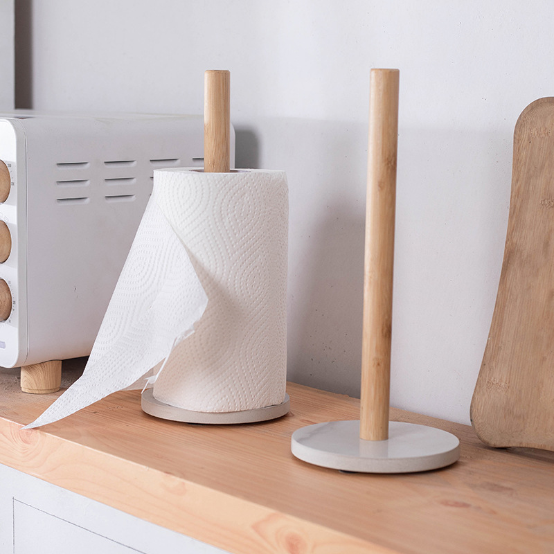 Kitchen Paper Towel Rack Japanese-style Beech Vertical Wooden Roll Paper Rack Plastic Wrap Storage Rack Lazy Wipe Arrangement Rack