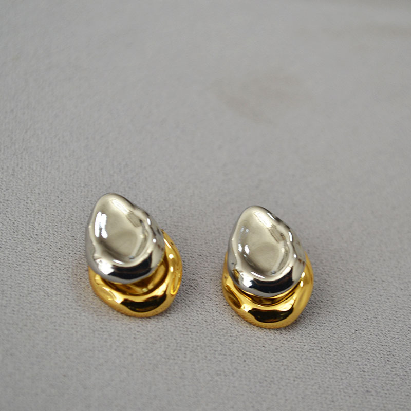 Daily Occasion Brass Material 1 Pair Streetwear Water Droplets Heart Shape Mixed Metal Plating Brass Ear Studs