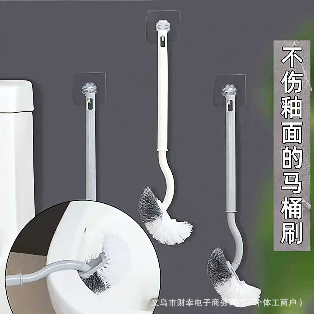 Щетка для унитаза с изогнутой головкой в ​​японском стиле для домашнего использования, щетка для чистки унитаза с мягкой щетиной без мертвого угла, настенная щетка для чистки ванной комнаты.