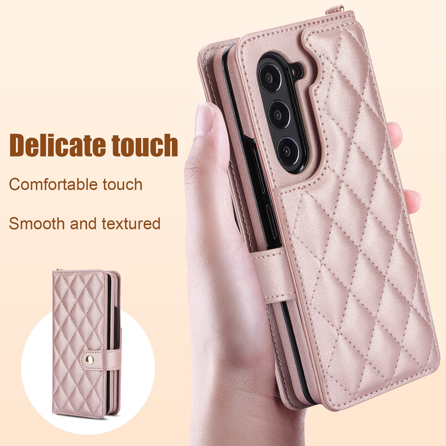New Folding Phone Case for Samsung Z Fold4 Crossbody Fold6 Multifunctional Leather Case Fold3 Pencil Case_voghion.com